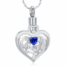Tree of Life Urn Necklace for Ashes, Heart-Shaped Memorial