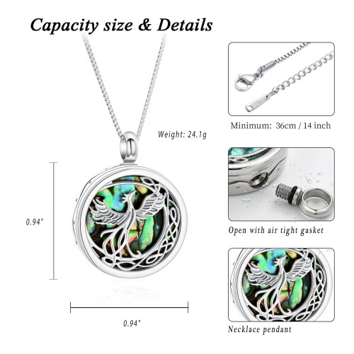 Phoenix Urn Necklace Abalone Shell Celtic Crescent Pendant 1