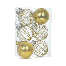 Clear Fillable Plastic Christmas Ornaments Gold 6-Pack