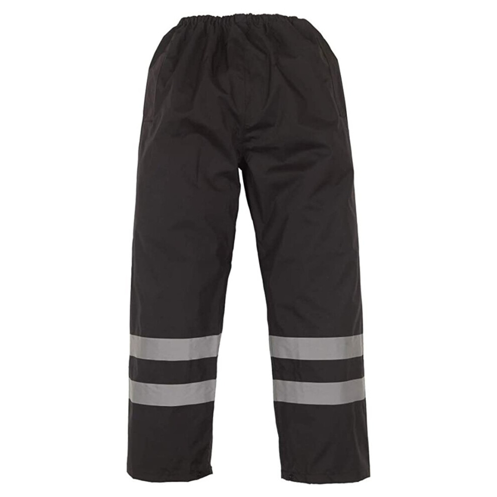 (L, Black) Yoko Mens Hi-Vis Waterproof Contractor Over Trousers (Pack Of 2) 5059269137953