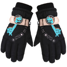 Dinosaur Print Ski Gloves for Teens Cotton-Filled