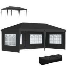 3 x 6m Pop-Up Gazebo, with Removable Walls - Black