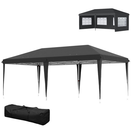 3 x 6m Pop-Up Gazebo, with Removable Walls - Black 1