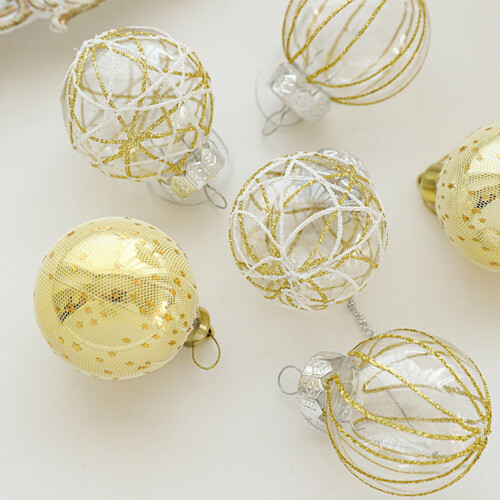 Clear Fillable Plastic Christmas Ornaments Gold 6-Pack 1