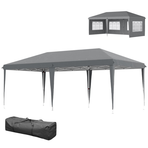 3 x 6m Pop-Up Gazebo, with Removable Walls - Grey 1