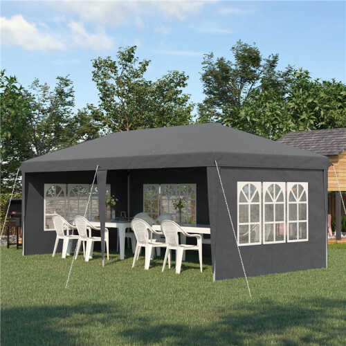 3 x 6m Pop-Up Gazebo, with Removable Walls - Grey 2