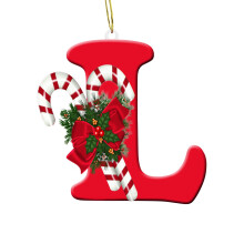 Red Christmas Letter Ornaments A-Z 26 Pieces