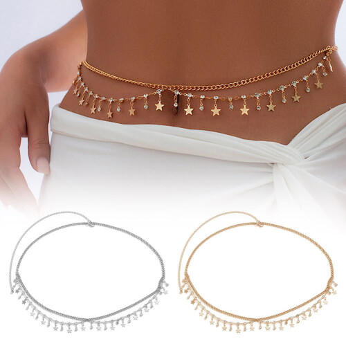 Metal Rhinestone Waist Chain for Dance and Bikini Use 1