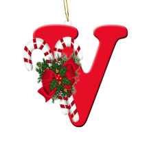 Red A-Z Letter Ornaments with Lollipop Design 26 pcs