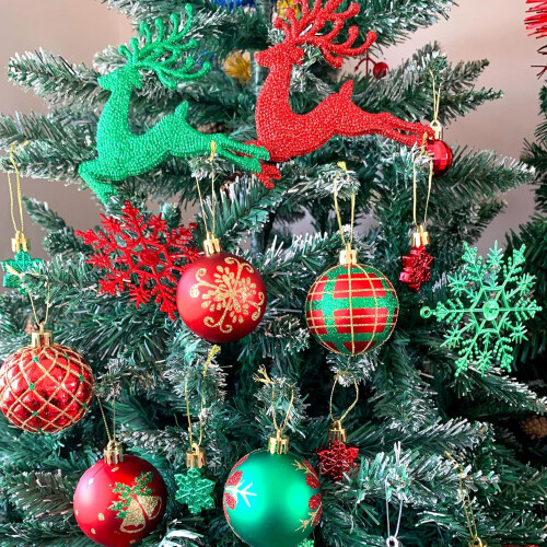 Christmas Ball Ornaments Shatterproof 45 Pcs Snowflake Gold