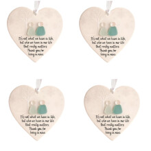 Heart-Shaped Sea Glass Friendship Ornament 4pcs