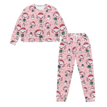 Women's Axolotl Snowman Pajama Set Long Sleeve Top and