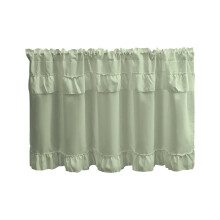 Green Ruffled Short Curtains 40x18in for Bathroom Kitchen