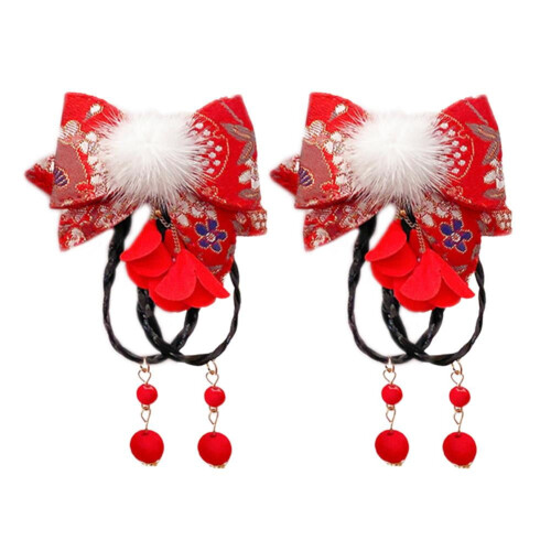 Polyester Girls Hair Accessories Red Auspicious Design