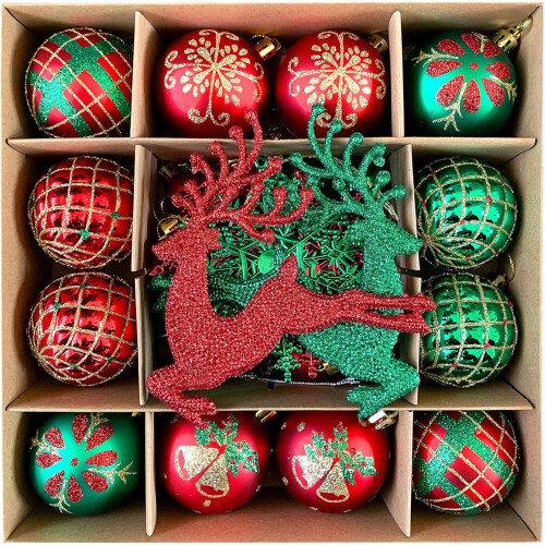 Christmas Ball Ornaments Shatterproof 45 Pcs Snowflake Gold 1