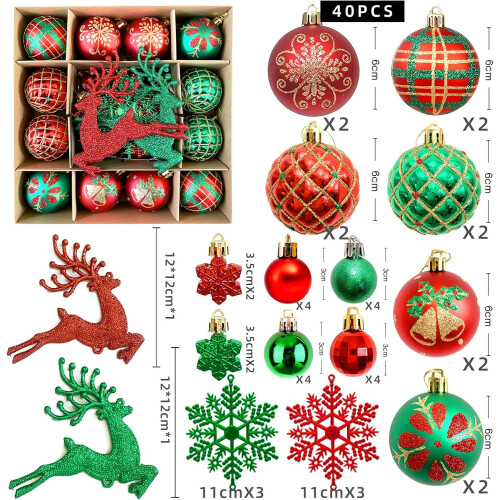 Christmas Ball Ornaments Shatterproof 45 Pcs Snowflake Gold 2