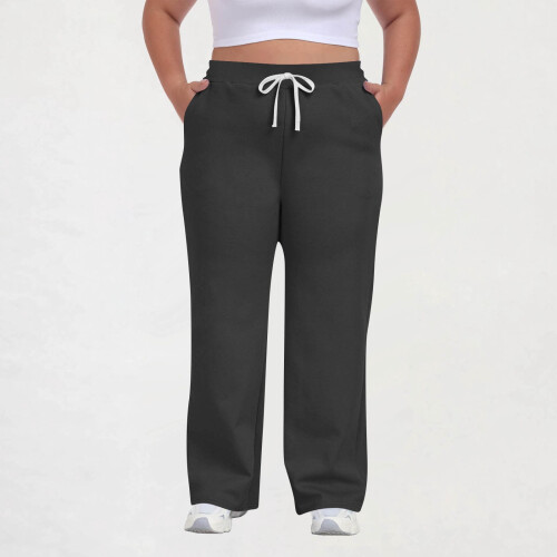 Women's Plus Size Casual Pants Drawstring Waist Solid Color