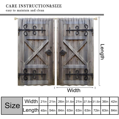 Barn Door Curtains Blue Grey Rustic Farmhouse 2 Panels 2