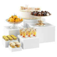 Acrylic White Buffet Risers 6PCS Large Cube Boxes