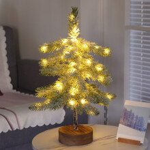 LED Christmas Tree with 60 Lights, Snowy Tabletop Decor,