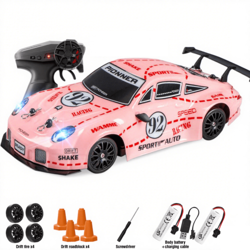 RC Drift Car for Adults Red with Mini Drift Tires and Lights