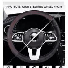 Steering Wheel Cover Elastic Fiber 15 Inch Universal Fit
