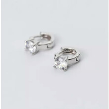 925 Sterling Silver CZ Tragus Hoop Earrings A1095 White