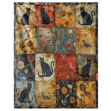Cat Throw Blanket Soft Flannel Black Cats Flowers 50x60 Inch
