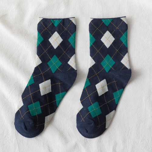 Women's Cotton Argyle Pattern Socks 1