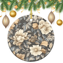 Green Sand Floral Christmas Ornament Vintage Leaves 1 Piece