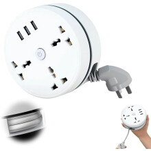 Retractable Travel Power Strip 3 Outlets 3 USB 2.8M