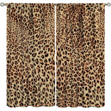 Leopard Print Curtains Brown 42x54 Inch Rod Pocket 2 Panels