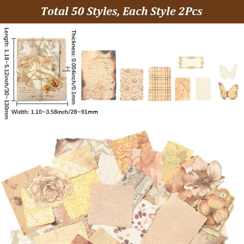 Scrapbook Paper Pack Vintage Flower 100 Sheets 1