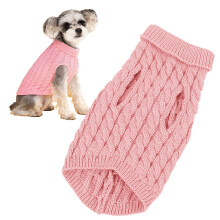 Pink Knitted Heart Dog Sweater for Medium Dogs and Cats