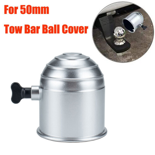 Tow Bar Ball Cover Lockable 50mm Black Silver Plastic