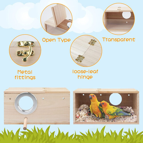 Rypet Transparent Parakeet Nesting Box with Perch 2