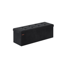 Foldable Storage Ottoman - Velvet - Ink Black - Includes 2 Extra Storage Boxes