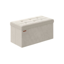 Foldable Ottoman - Velvet - Gray - Multi-functional Storage Bench with Extra Storage Boxes