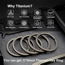 Titanium Key Ring, Quick Release Side-Pushing Ring, Super Key Organizer, Outer Diameter 30MM, 5PCS