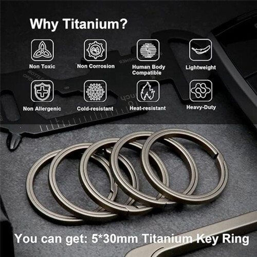 Titanium Key Ring, Quick Release Side-Pushing Ring, Super  Key Organizer, Outer Diameter 30MM, 5PCS