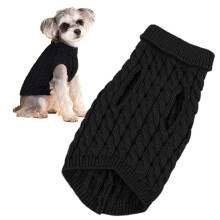 Knitted Heart Dog Sweater Black XL for Medium Dogs
