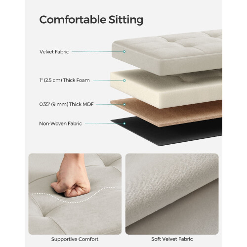 Foldable Ottoman - Velvet - Gray - Multi-functional Storage Bench with Extra Storage Boxes 2