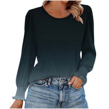 Women's Long Sleeve Business Casual Blouse with Smocked