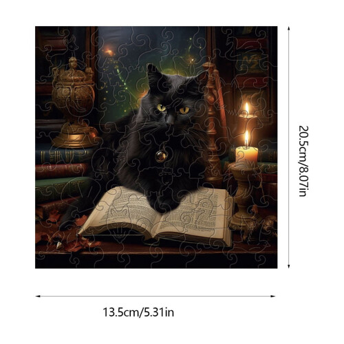 Wooden Animal Puzzle Black Cat Irregular Shape 2