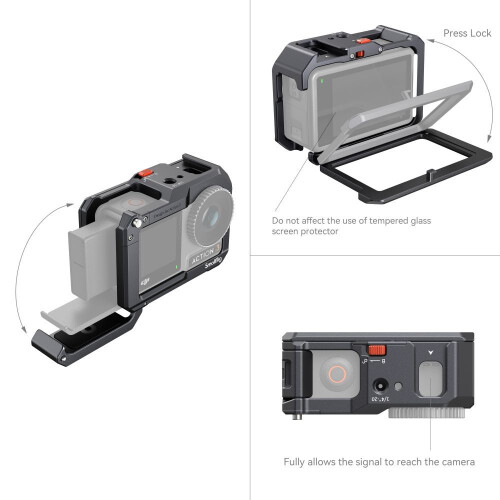 Aluminum Camera Cage for DJI Action 3/4/5 Pro with Cold 1