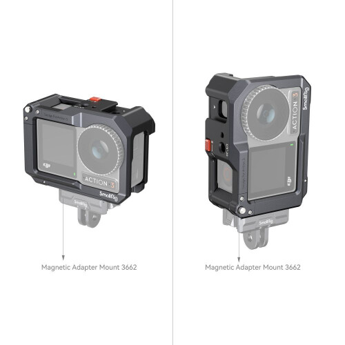 Aluminum Camera Cage for DJI Action 3/4/5 Pro with Cold 2
