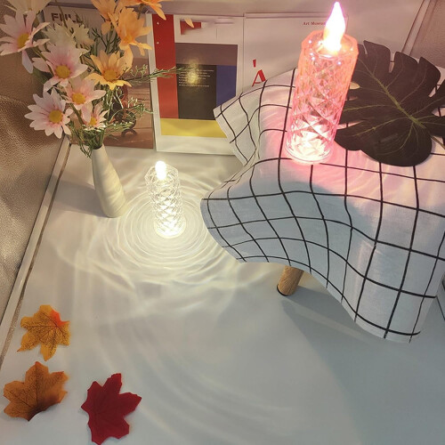 Rose Shadow LED Flameless Pillar Candles 4PCS 2