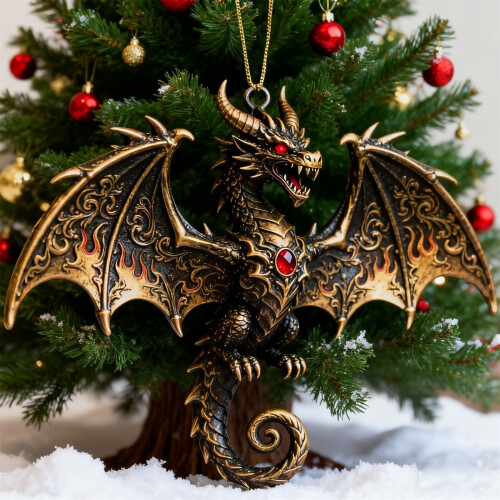 Dragon Stained Glass Ornament Set 4 Pieces