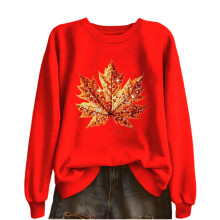 Women's Crewneck Sweatshirt Fall Leaf Graphic Long Sleeve