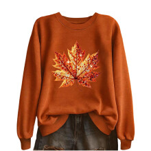 Women's Crewneck Sweatshirt Fall Leaf Graphic Long Sleeve